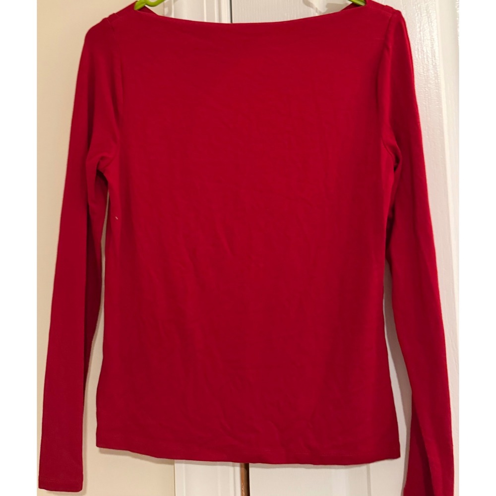 Lauren Ralph Lauren Red Cowl Neck Long Sleeve Top XS Rayon Blend Knit
